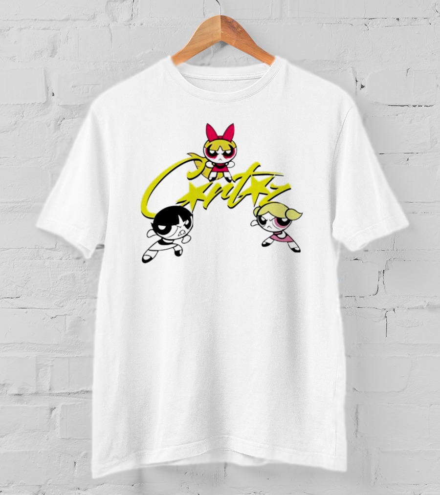 The Powerpuff Girls Corteiz Logo With Characters Buttercup Blossom Bubbles T-Shirt