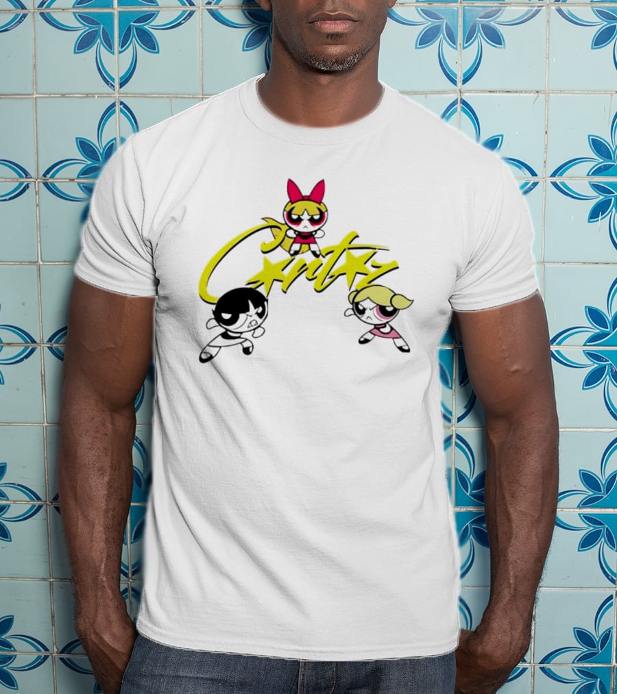 The Powerpuff Girls Corteiz Logo With Characters Buttercup Blossom Bubbles T-Shirt
