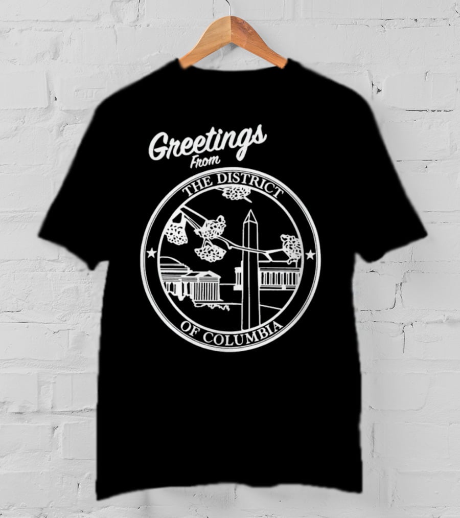 Greetings From The District Of Columbia Cherry Blossoms And Monument T-Shirt