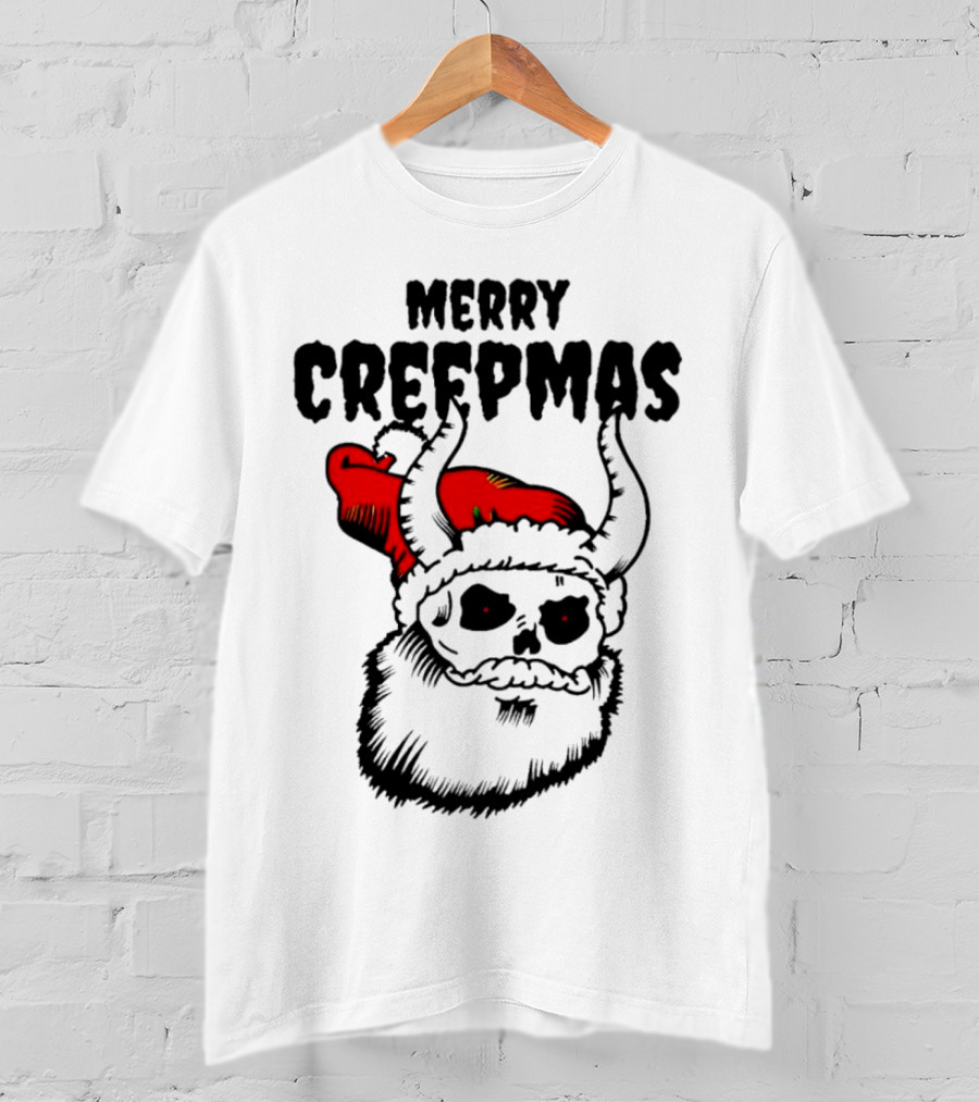 Merry Creepmas Horror Santa Skull Christmas T-Shirt