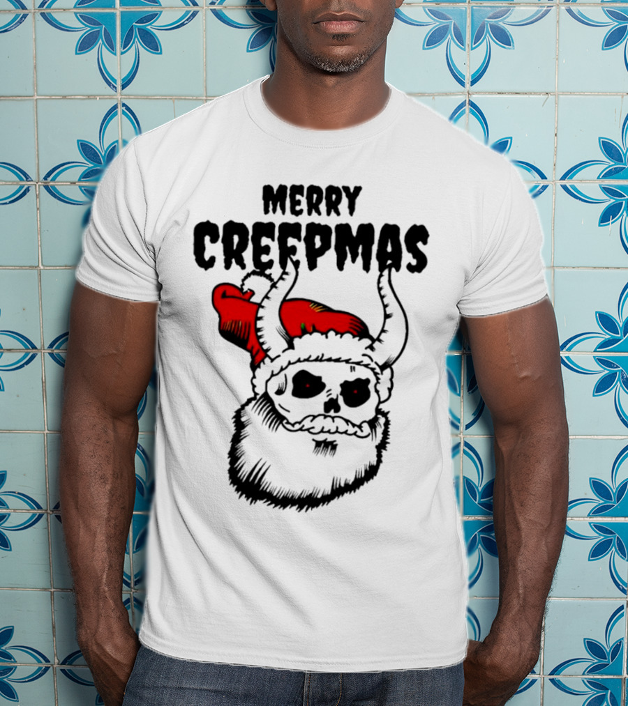 Merry Creepmas Horror Santa Skull Christmas T-Shirt