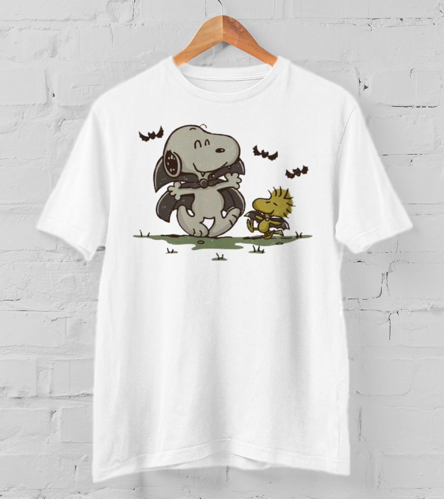 Snoopy And Woodstock Peanuts Spooky Halloween Fun T-Shirt