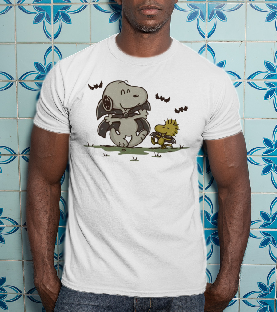 Snoopy And Woodstock Peanuts Spooky Halloween Fun T-Shirt