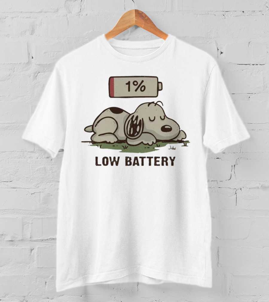 Snoopy Peanuts Low Battery 1% Nap T-Shirt