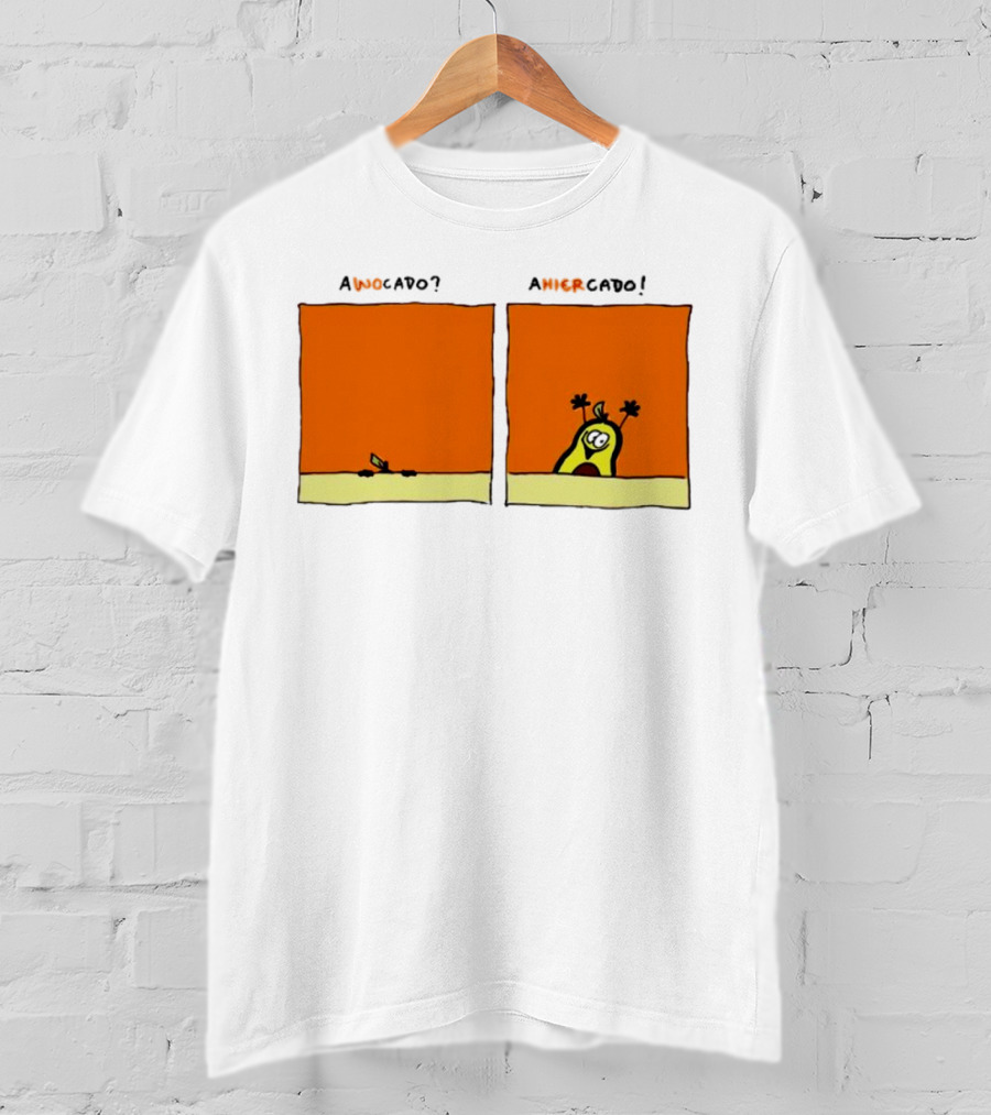 Awocado Ahiercado Funny Avocado Comic Two Panel Joke T-Shirt