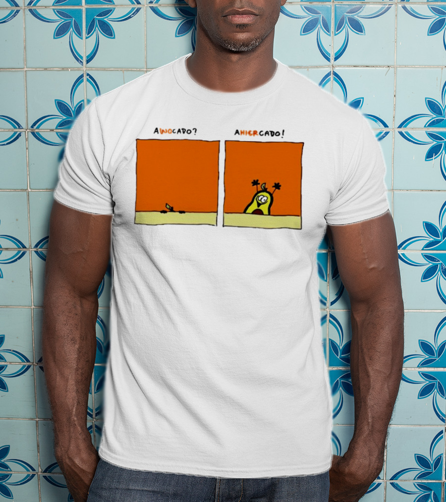 Awocado Ahiercado Funny Avocado Comic Two Panel Joke T-Shirt