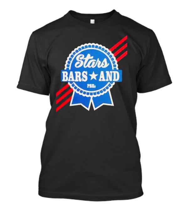 Stars Bars And PBRs Patriotic Blue Ribbon Badge T-Shirt