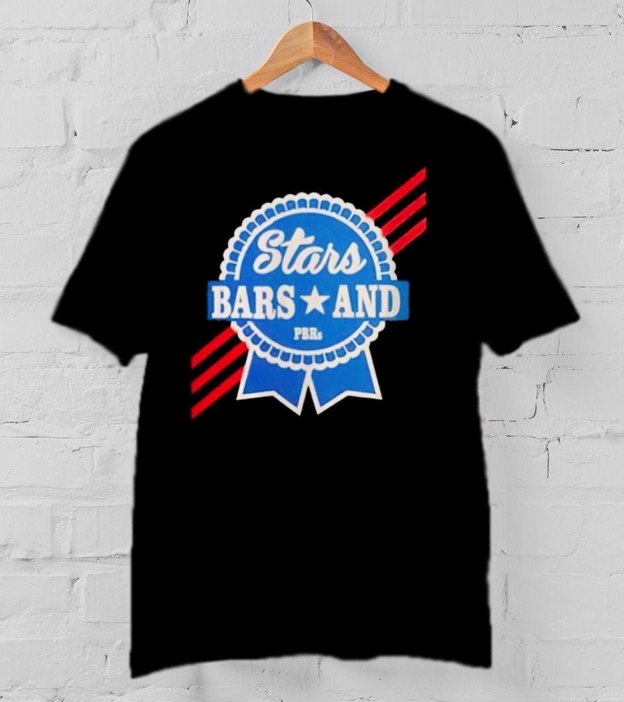 Stars Bars And PBRs Patriotic Blue Ribbon Badge T-Shirt