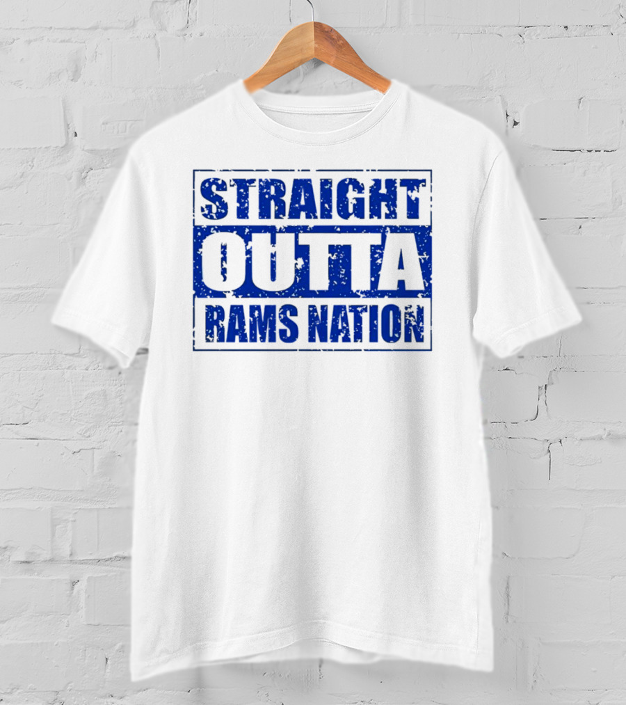 Straight Outta Rams Nation Bold Blue Text T-Shirt