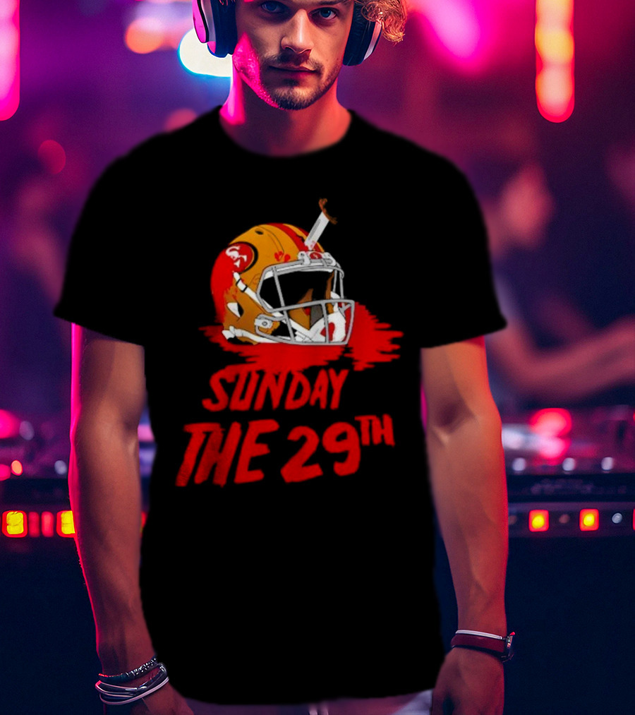 Sunday The 29th Football Helmet Horror Crossover T-Shirt