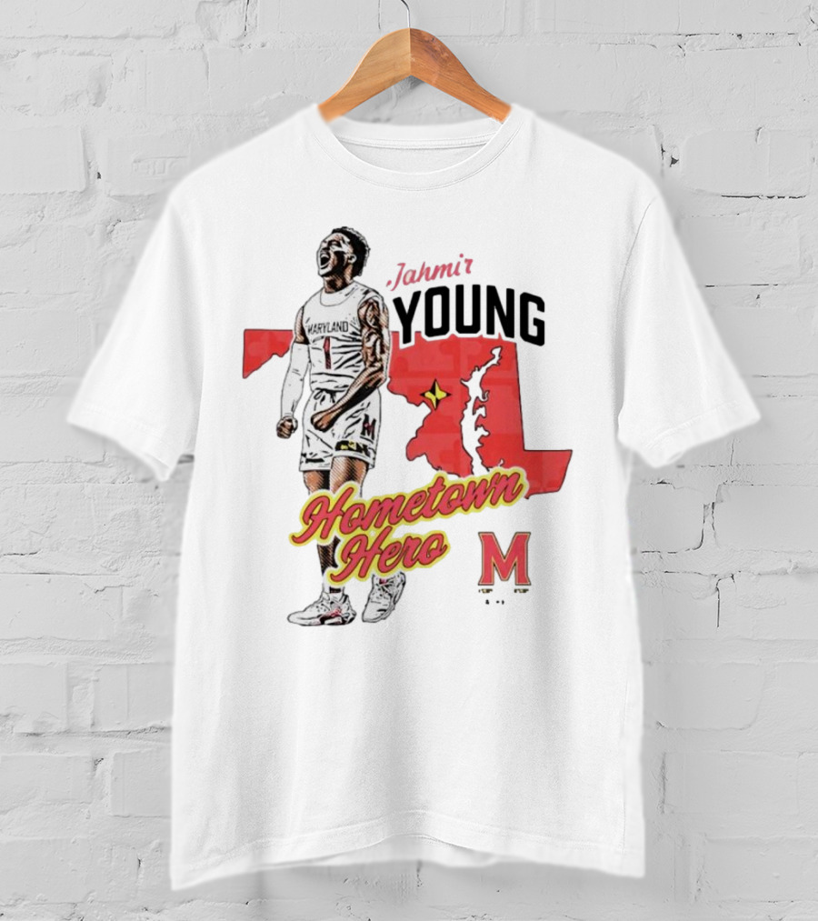 Jahmir Young Hometown Hero Maryland Map Red Star M T-Shirt