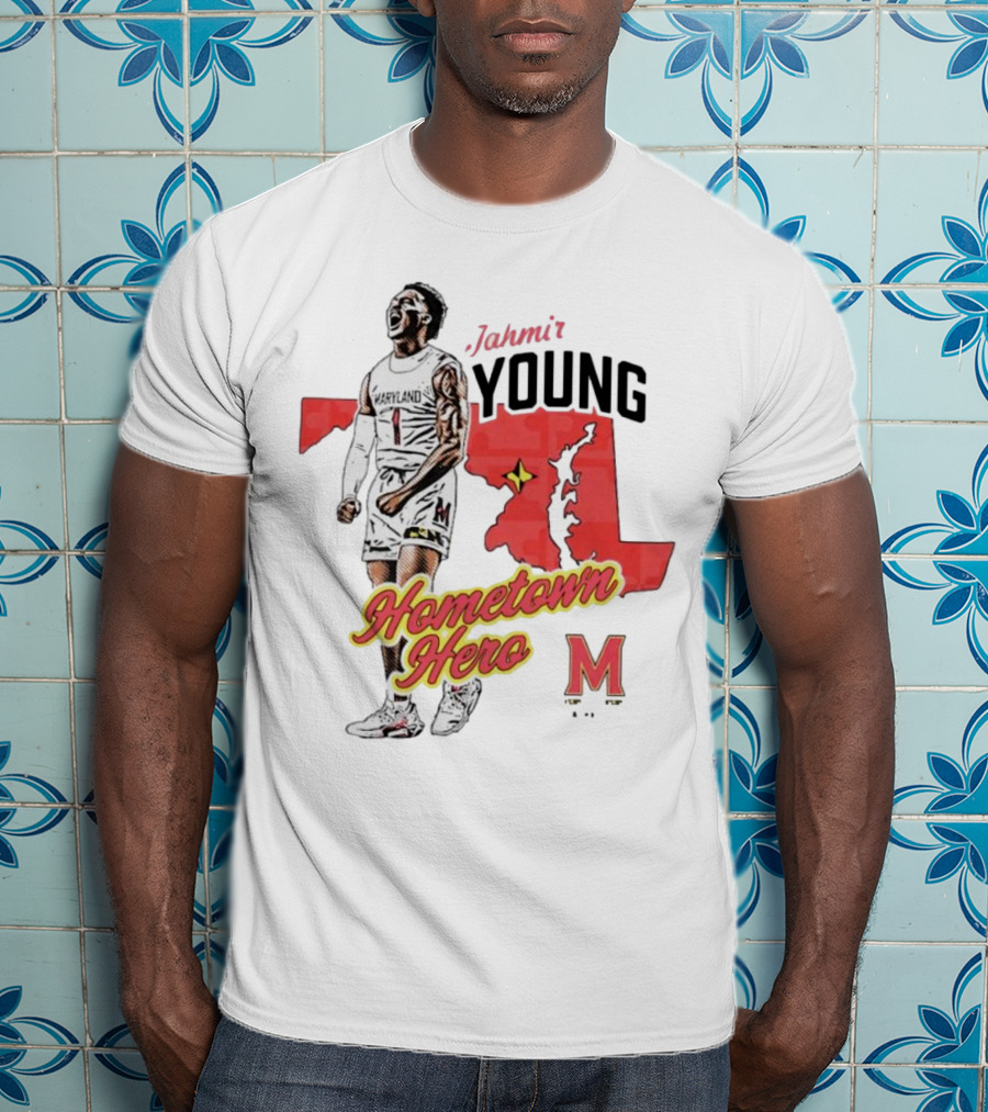 Jahmir Young Hometown Hero Maryland Map Red Star M T-Shirt