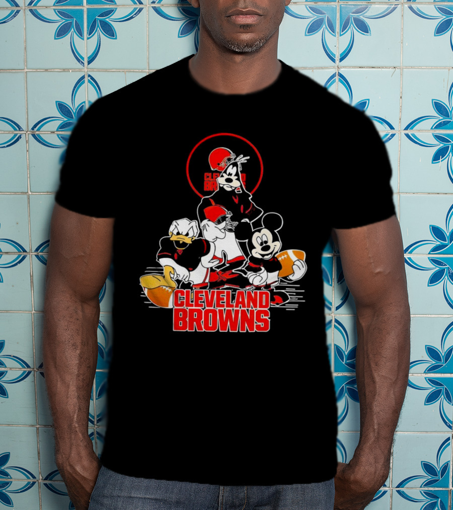 Cleveland Browns NFL Mickey Mouse Donald Duck Goofy Football Team T-Shirt