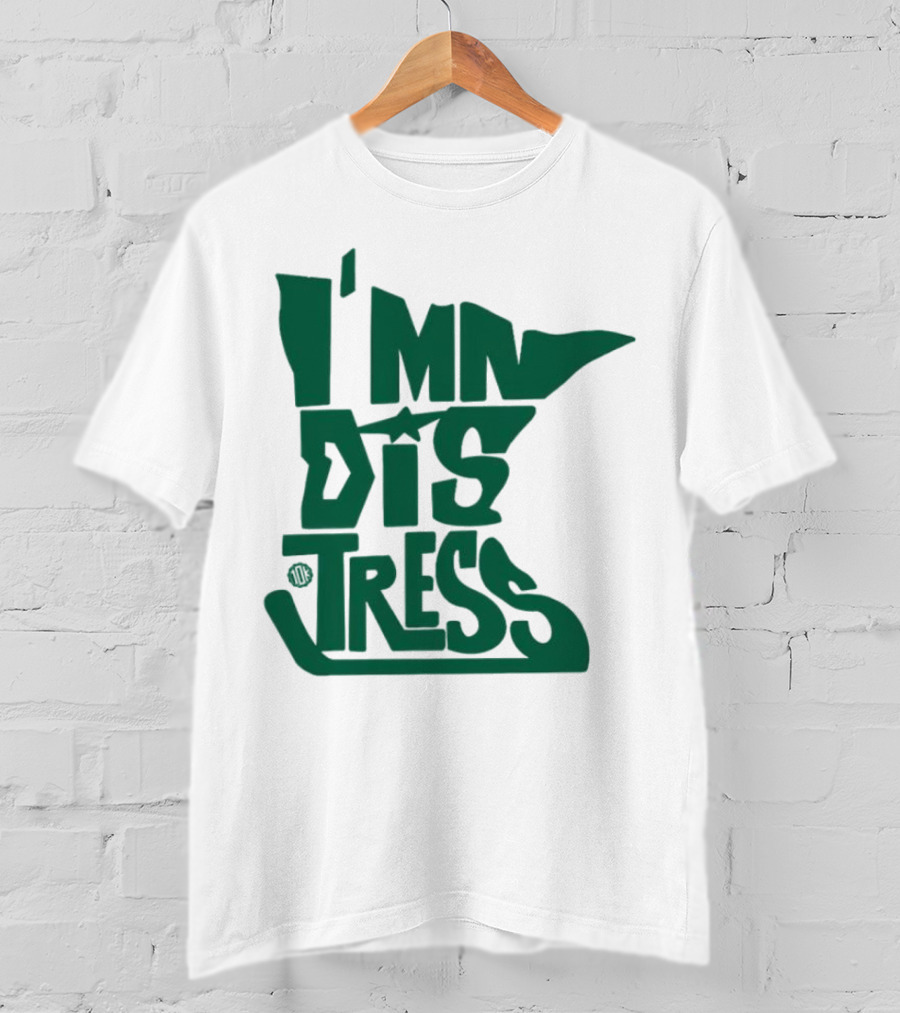 I MN Dis Tress Minnesota Silhouette And Hockey Stick T-Shirt