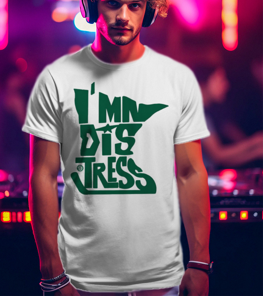 I MN Dis Tress Minnesota Silhouette And Hockey Stick T-Shirt
