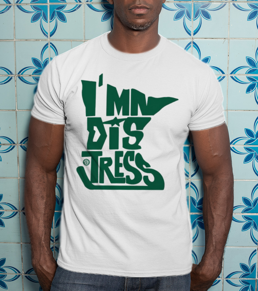 I MN Dis Tress Minnesota Silhouette And Hockey Stick T-Shirt