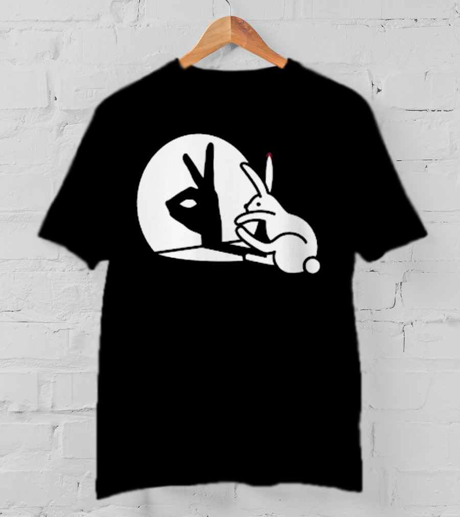 Rabbit Hand Shadow Peace Gesture Optical Illusion T-Shirt