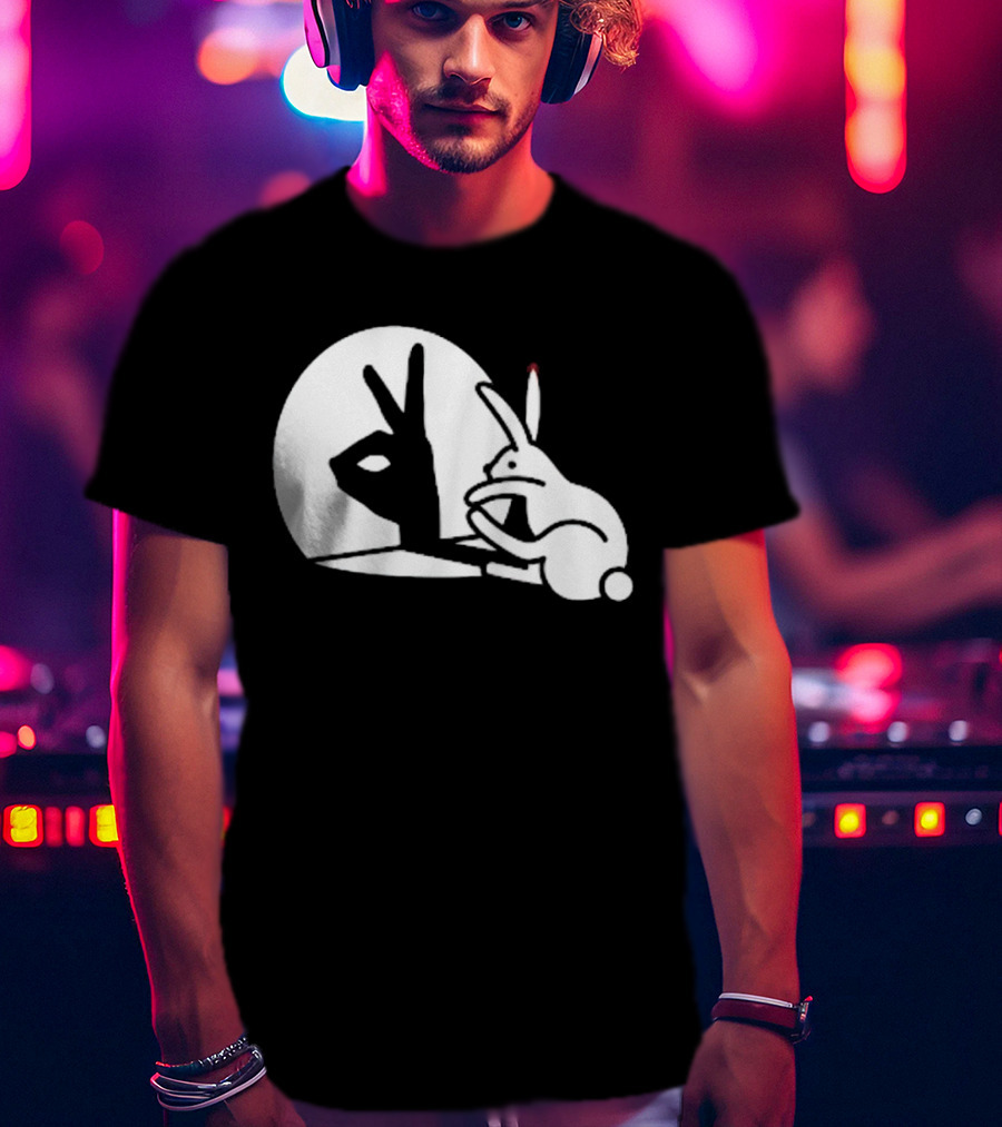 Rabbit Hand Shadow Peace Gesture Optical Illusion T-Shirt