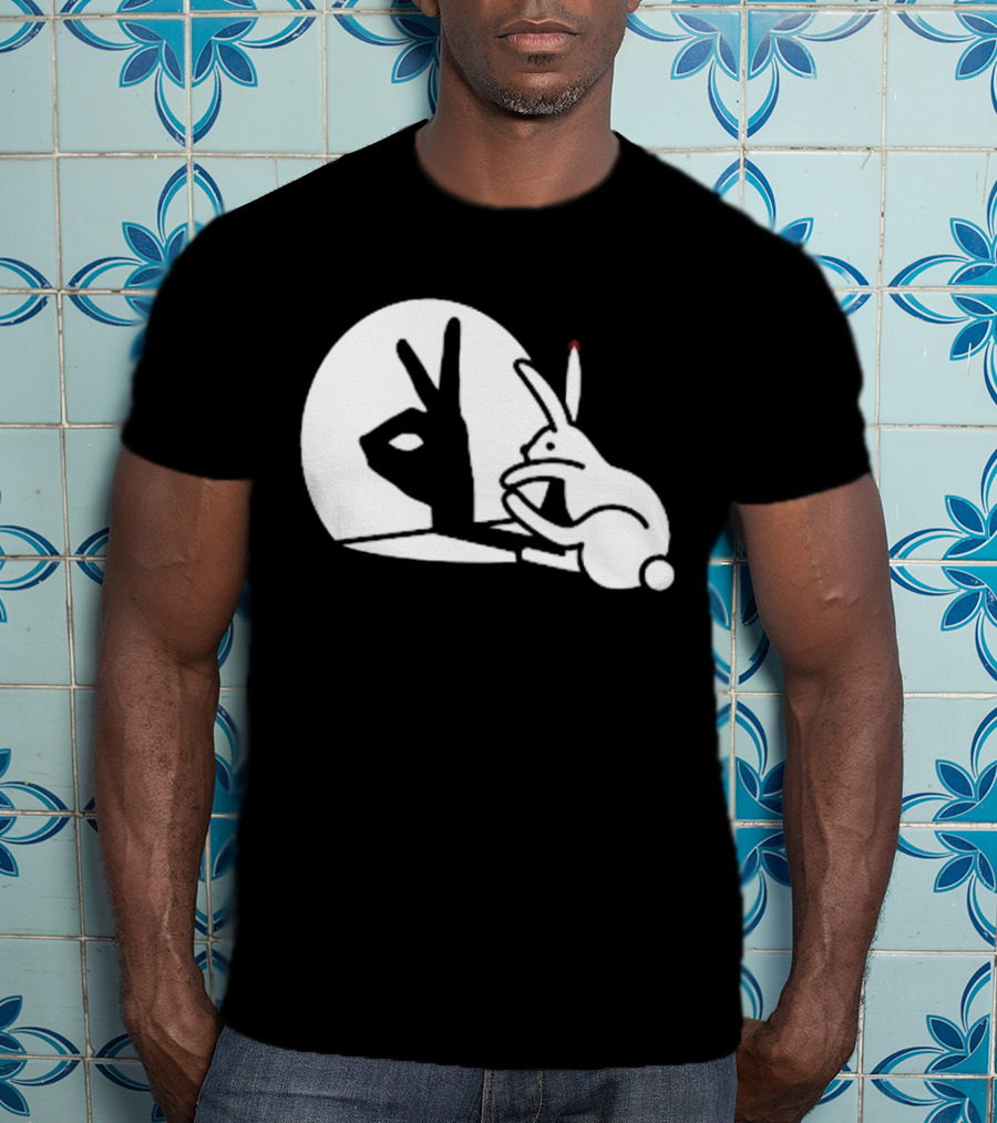 Rabbit Hand Shadow Peace Gesture Optical Illusion T-Shirt