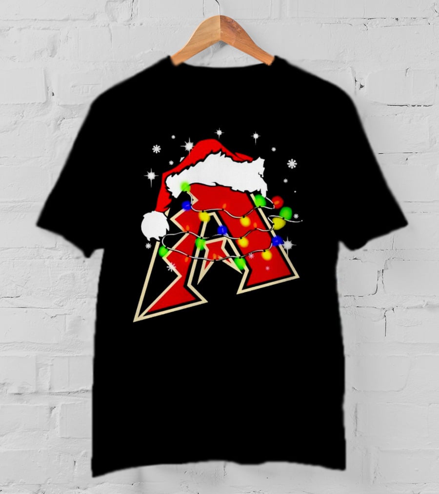 Santa Hat Arizona Diamondbacks Christmas Lights T-Shirt