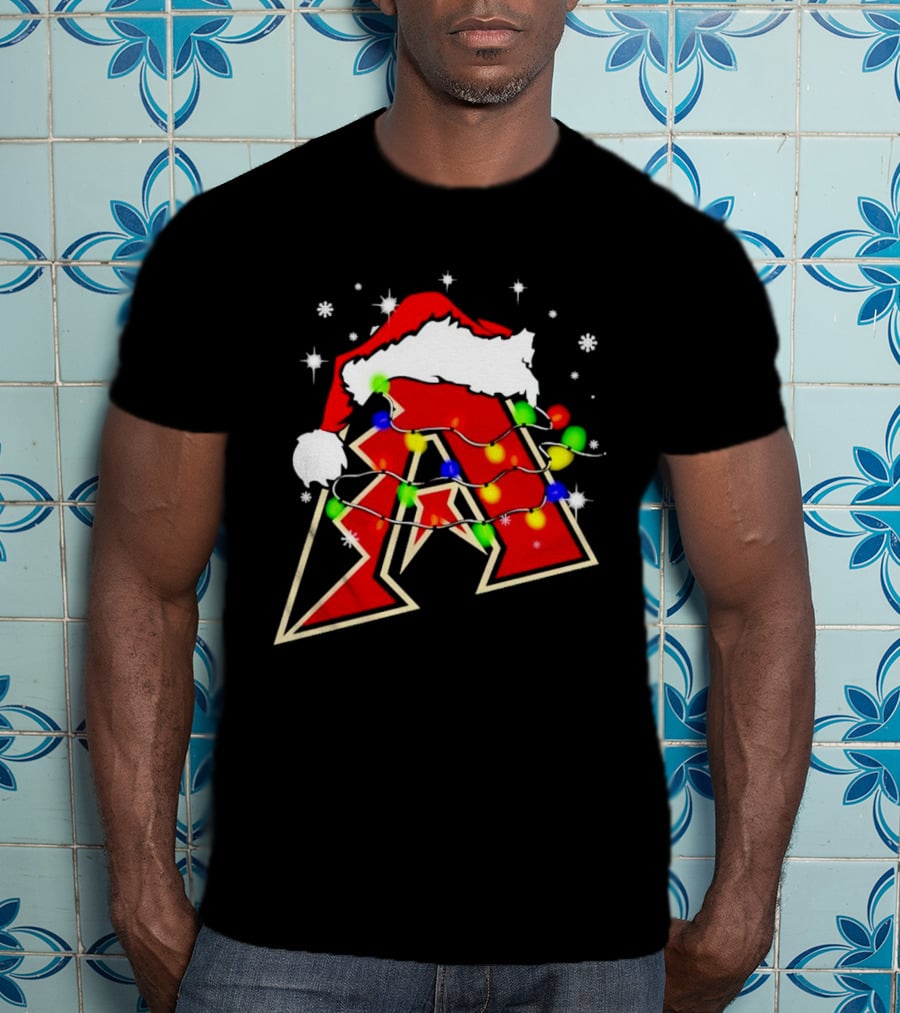 Santa Hat Arizona Diamondbacks Christmas Lights T-Shirt