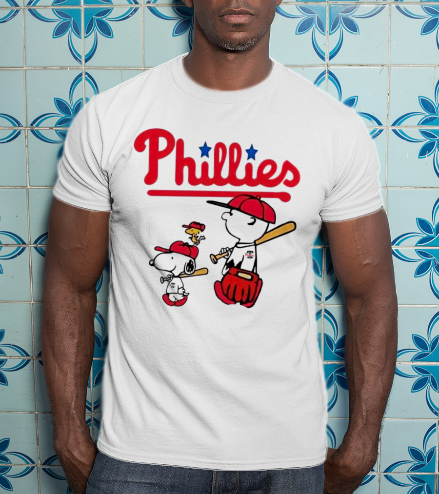 Phillies Snoopy Woodstock Charlie Brown Peanuts Baseball T-Shirt