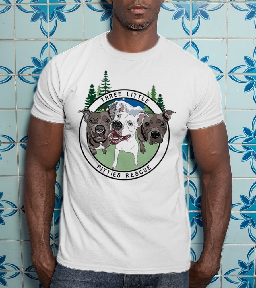 Three Little Pitties Rescue Forest Trio Dogs T-Shirt