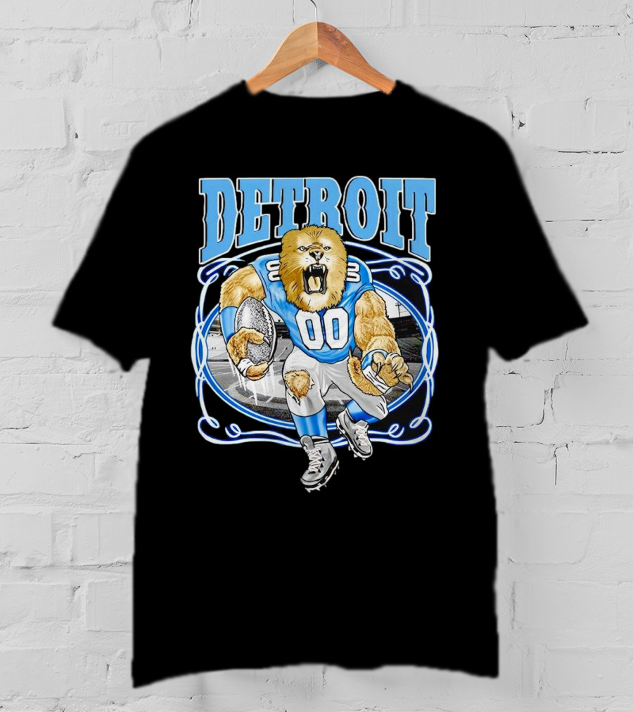 Detroit Lions Football 00 Mascot Running T-Shirt
