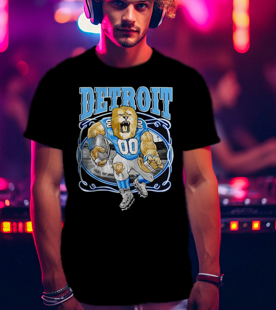 Detroit Lions Football 00 Mascot Running T-Shirt