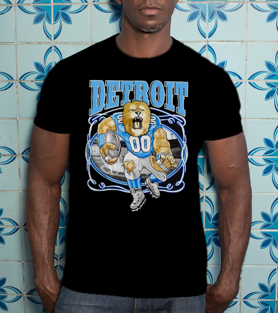 Detroit Lions Football 00 Mascot Running T-Shirt