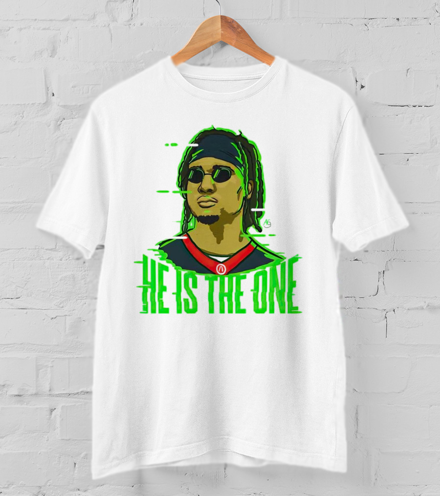 He Is The One Cryptic Neon Style Cartoon T-Shirt