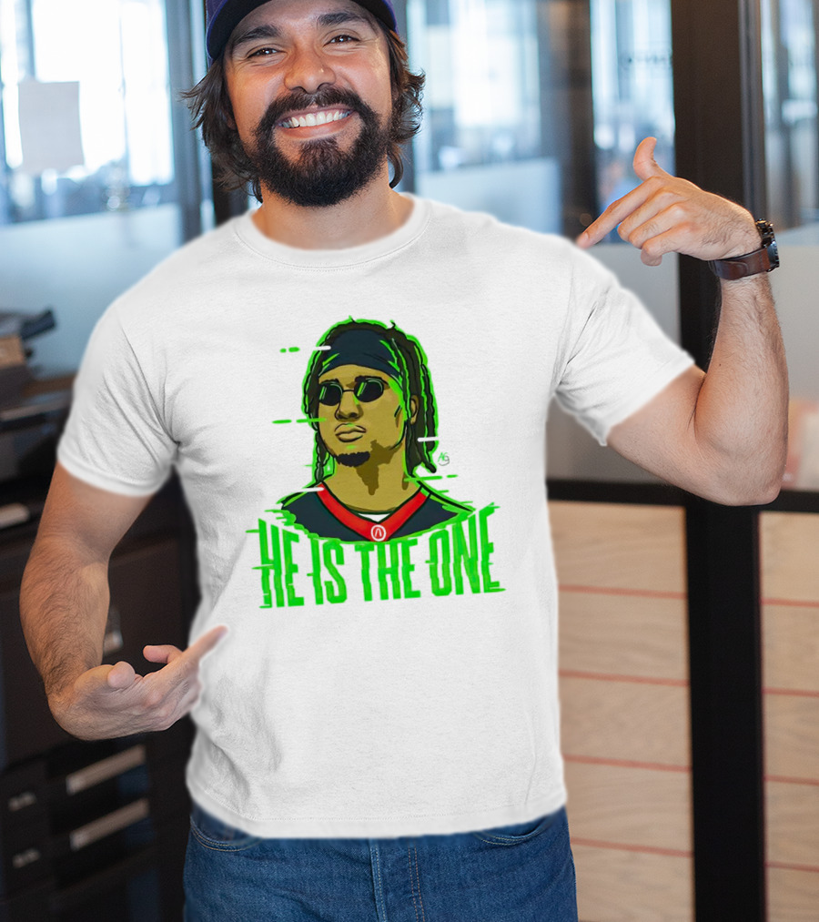 He Is The One Cryptic Neon Style Cartoon T-Shirt