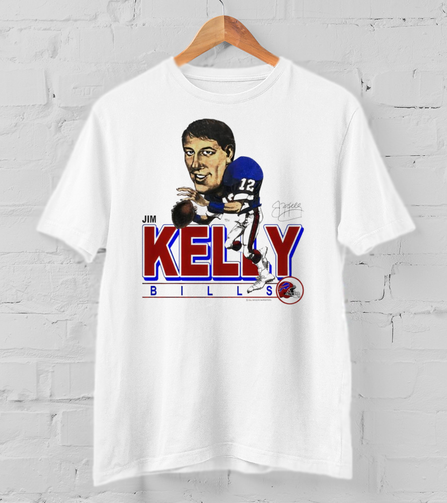 Jim Kelly Buffalo Bills Signature Caricature Kelly Bills T-Shirt