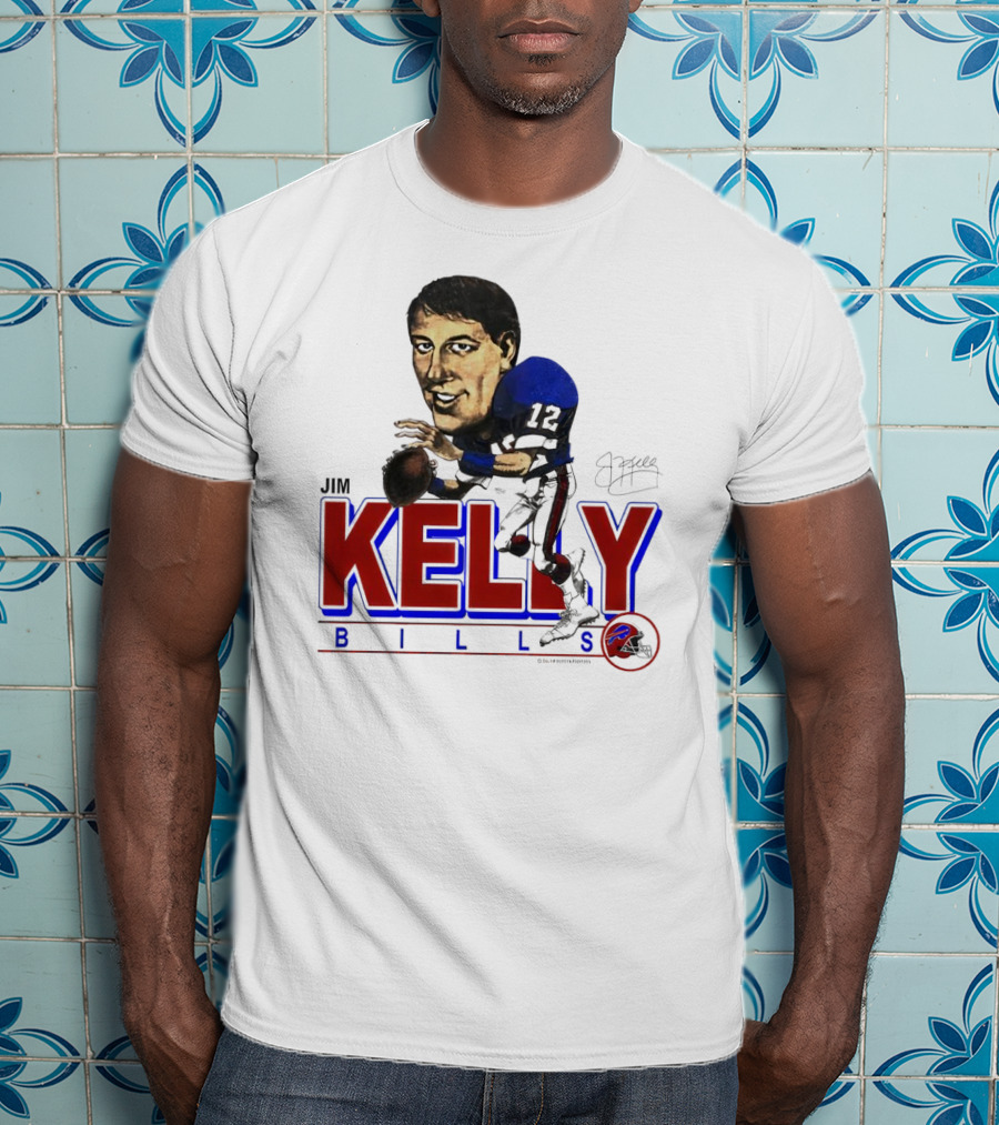 Jim Kelly Buffalo Bills Signature Caricature Kelly Bills T-Shirt
