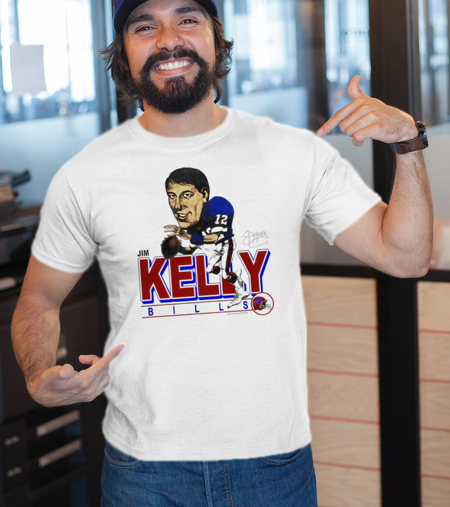 Jim Kelly Buffalo Bills Signature Caricature Kelly Bills T-Shirt