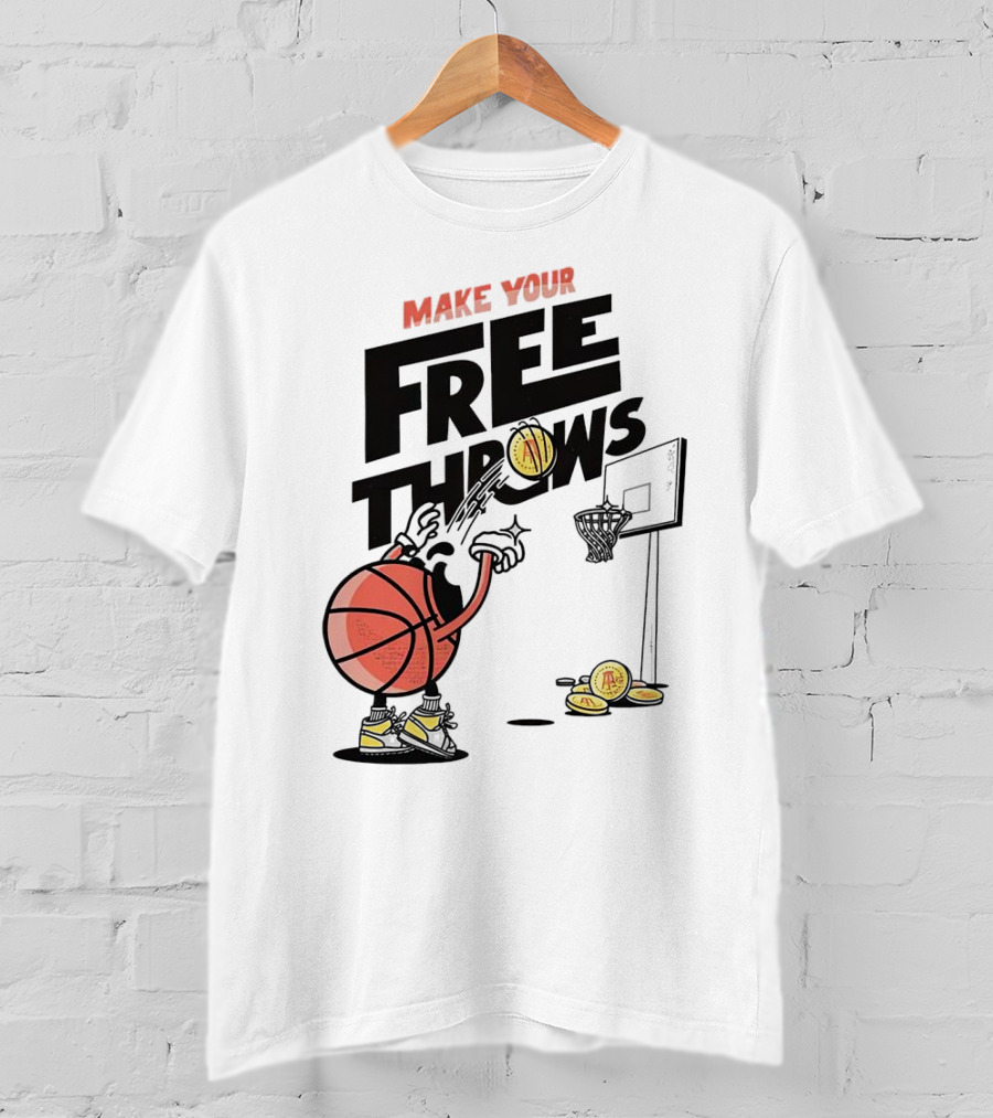 Make Your Free Throws Basketball Cartoon Coin Scoring T-Shirt