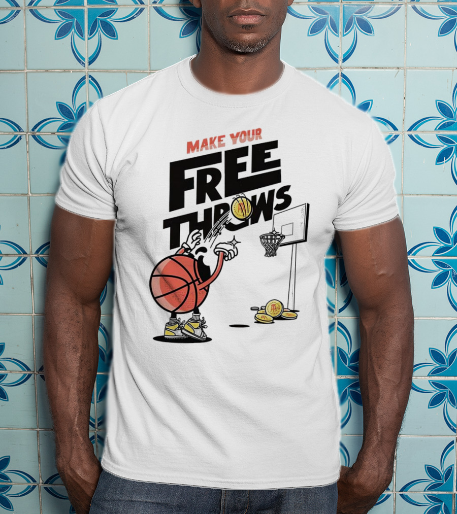 Make Your Free Throws Basketball Cartoon Coin Scoring T-Shirt