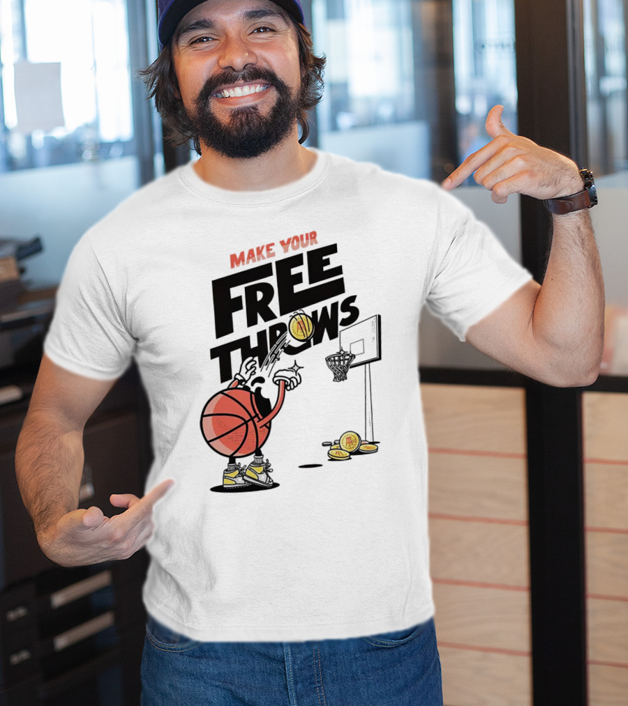 Make Your Free Throws Basketball Cartoon Coin Scoring T-Shirt