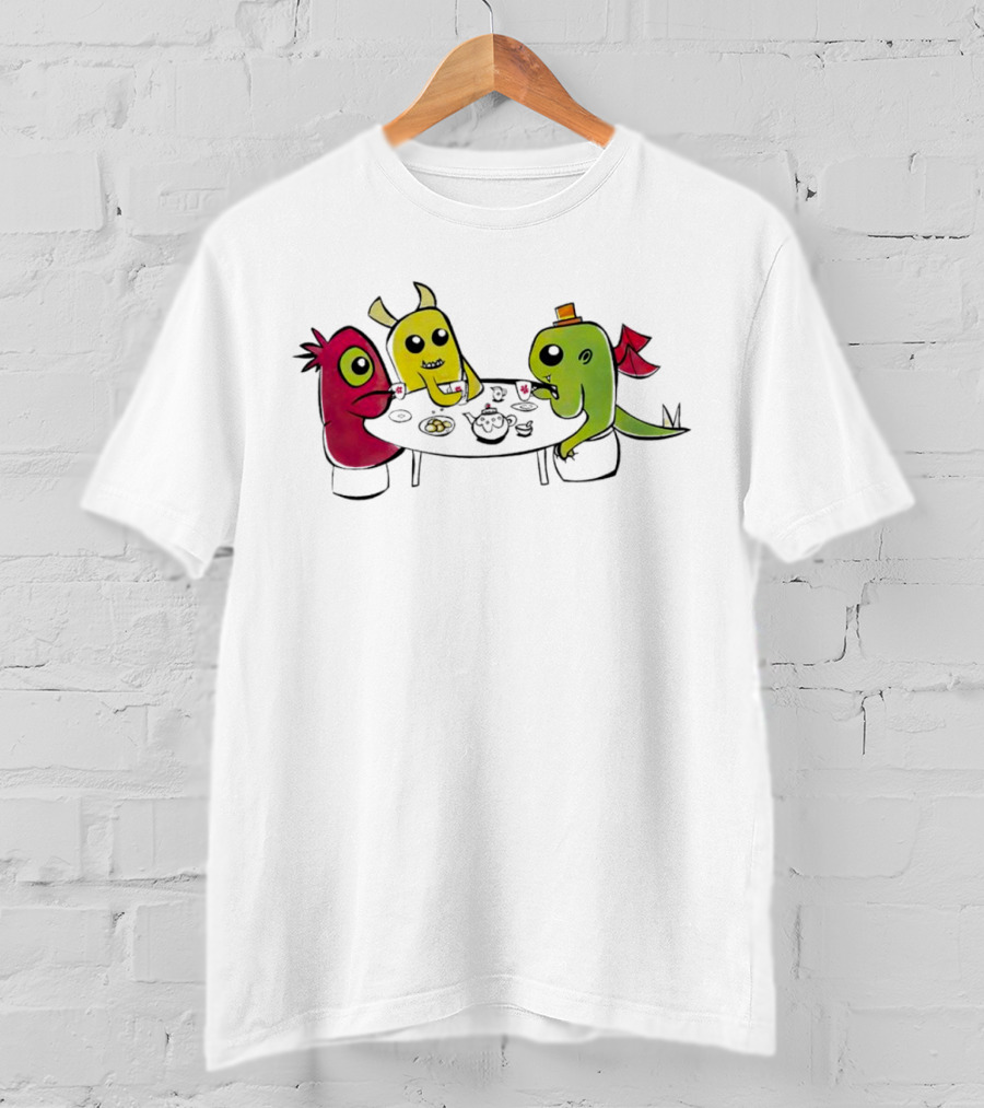 Monster Tea Party At Table With Cookies And Teacups T-Shirt