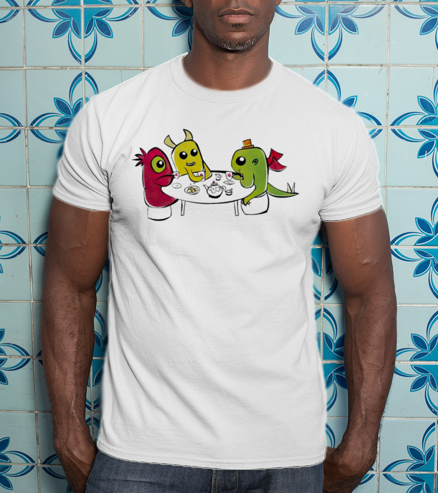 Monster Tea Party At Table With Cookies And Teacups T-Shirt