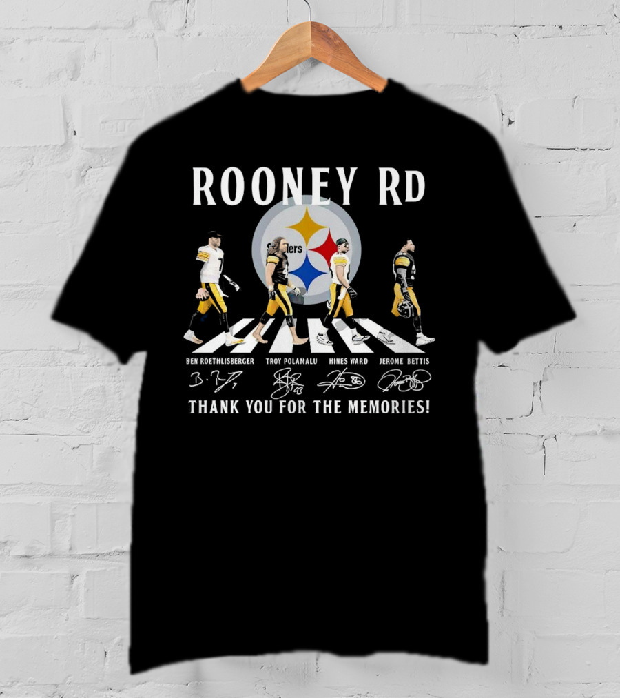 Rooney Rd Pittsburgh Steelers Ben Roethlisberger Troy Polamalu Hines Ward Jerome Bettis Thank You For The Memories Signatures T-Shirt