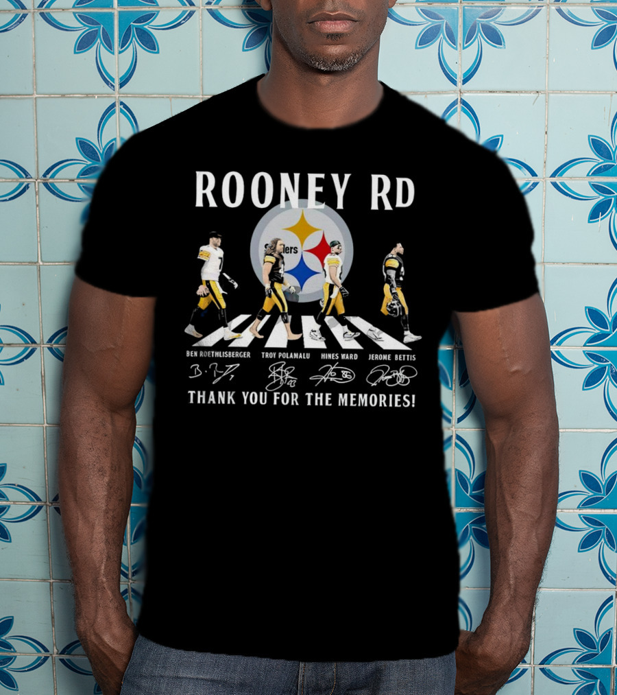 Rooney Rd Pittsburgh Steelers Ben Roethlisberger Troy Polamalu Hines Ward Jerome Bettis Thank You For The Memories Signatures T-Shirt