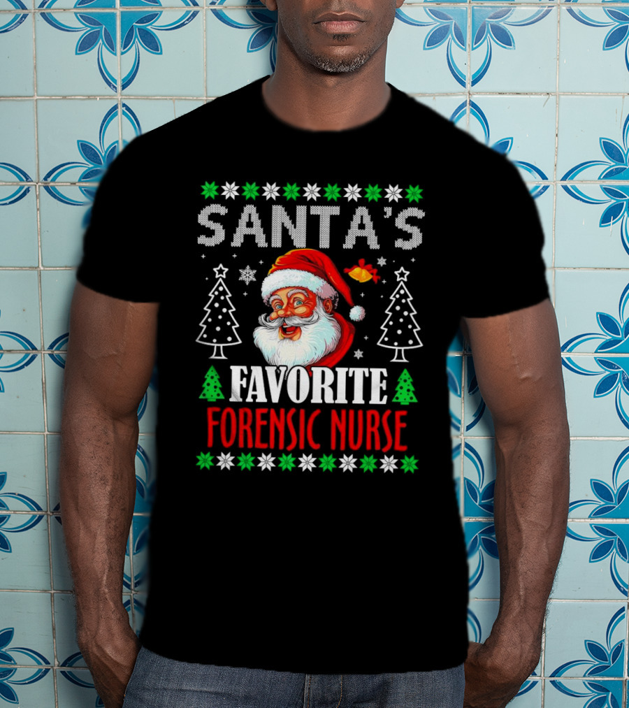 Santa's Favorite Forensic Nurse Christmas Holiday T-Shirt