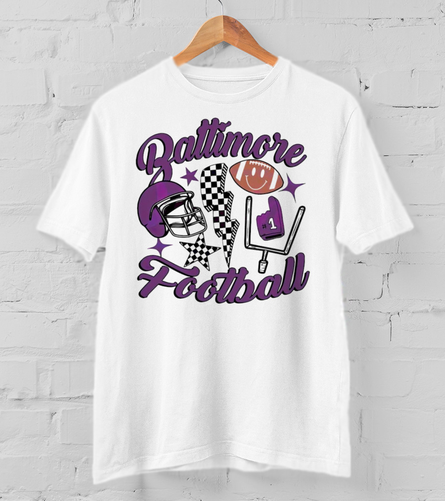 Baltimore Football NFL Team Helmet Smile Number One T-Shirt