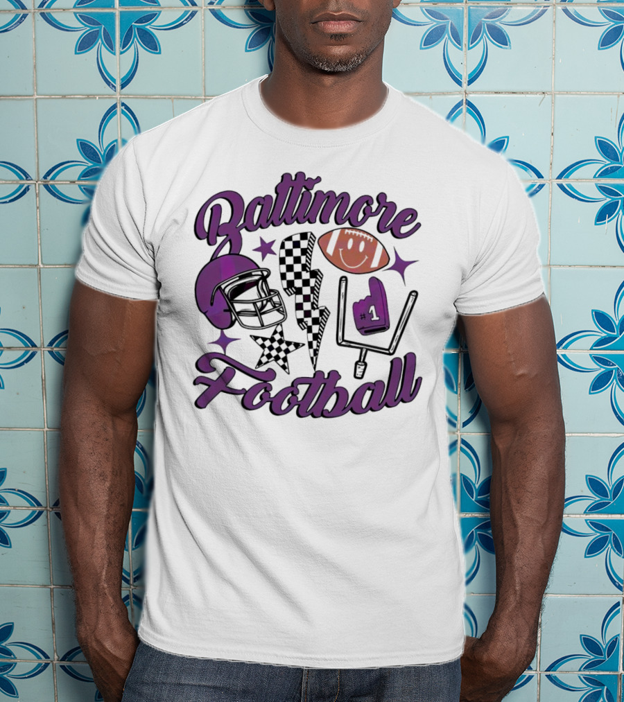Baltimore Football NFL Team Helmet Smile Number One T-Shirt