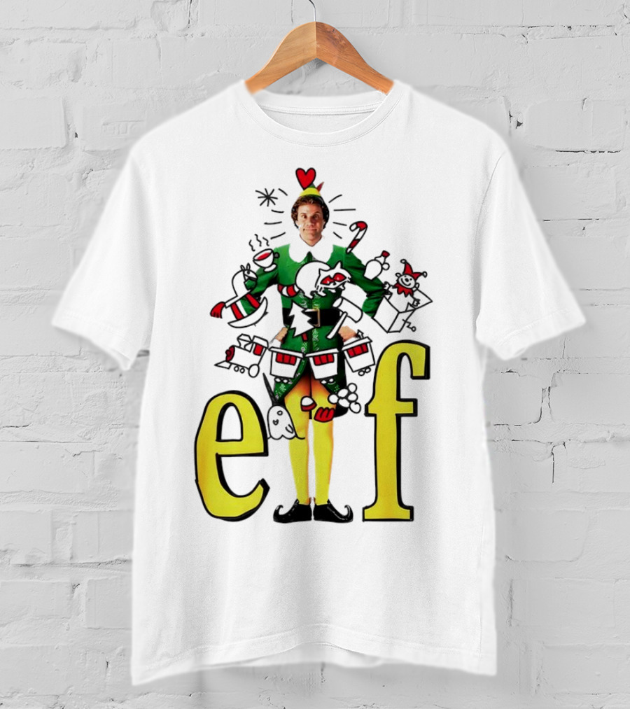 Elf Movie Inspired Christmas Sketch Design Featuring Iconic Character T-Shirt