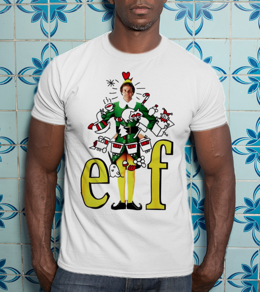 Elf Movie Inspired Christmas Sketch Design Featuring Iconic Character T-Shirt