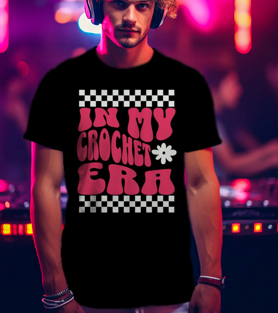 In My Crochet Era Checkerboard Flower Power T-Shirt