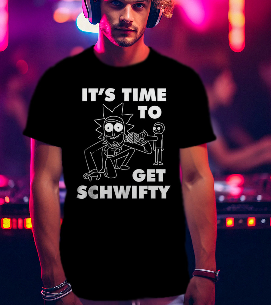 It's Time To Get Schwifty Character Holding Microphone Sketch T-Shirt