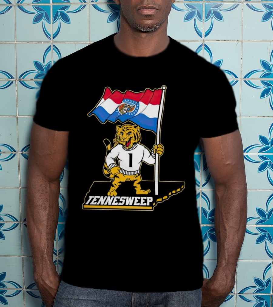 Missouri Tigers Mascot Holding Flag Tennesweep T-Shirt